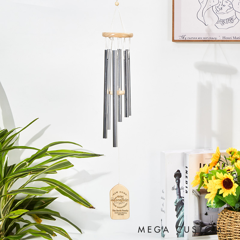 Personalized New Home Wind Chime 2025 New Adventure and Memories Design Custom Engraved Housewarming Gift Outdoor Garden Decoration for New Homeowners Keepsake
