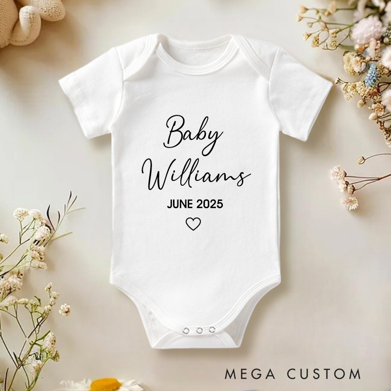 Personalized Embroidered Pregnancy Announcement Baby Onesie Baby Shower Gift
