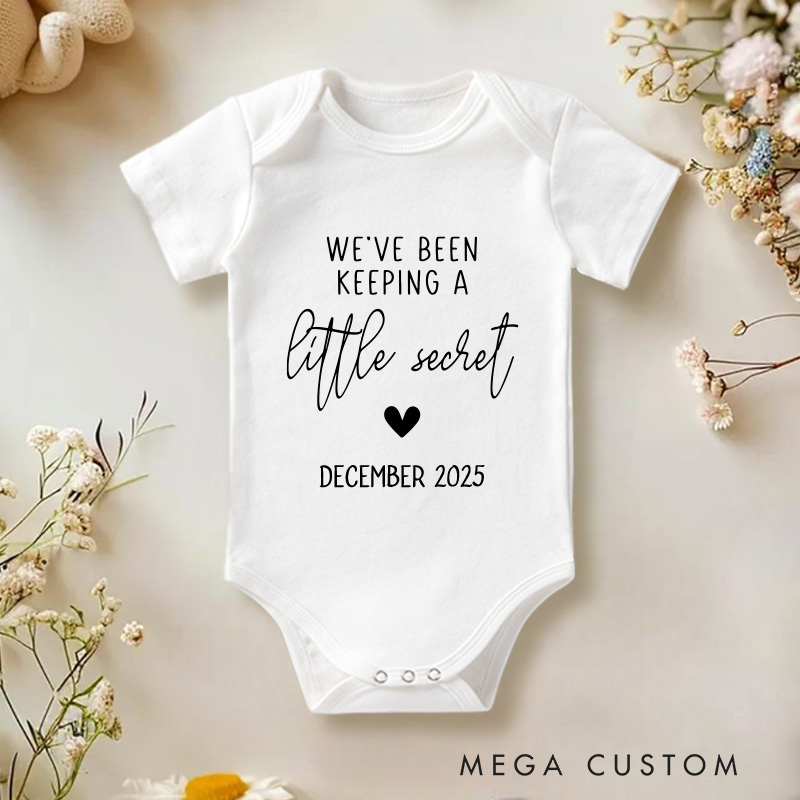 Personalized Little Secret Miracle Baby Announcement Baby Onesie Unisex Newborn Baby Gift