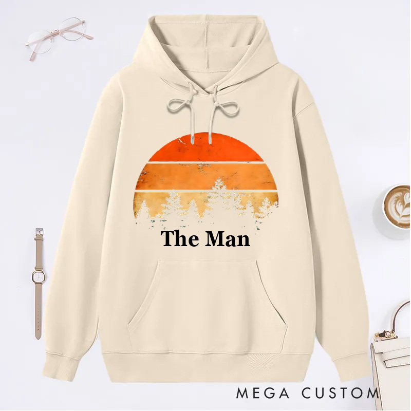 Personalized Retro Camping Hoodie Forest Sunset Classic Hoodies Nature Lover Hoodies Travel Campers Outdoors Gift