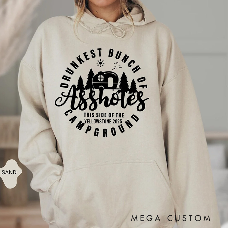 Personalized Drunkest Bunch of Campers Classic Hoodies Humorous Camping Hoodie Gift for Campers Outdoors Nature Lover