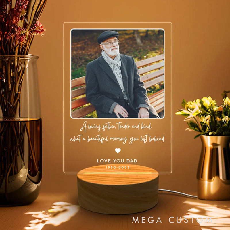 Personalized Plaque Night Light Mother Picture Frame Memorial Gift Customized Table Decoration for Loss of Loved One