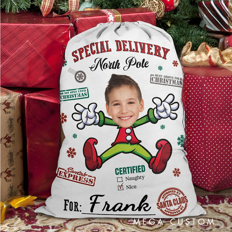 Personalized Christmas Santa Sack from North Pole Photo Christmas Sack