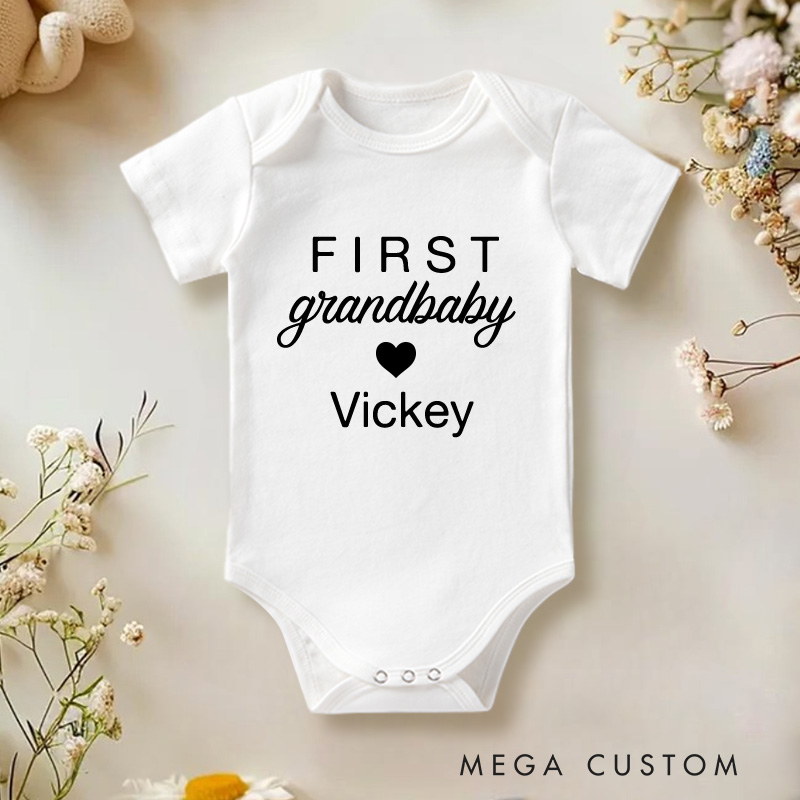 Personalized Embroidered First Grandbaby Baby Onesie Baby Pregnancy Announcement Gift