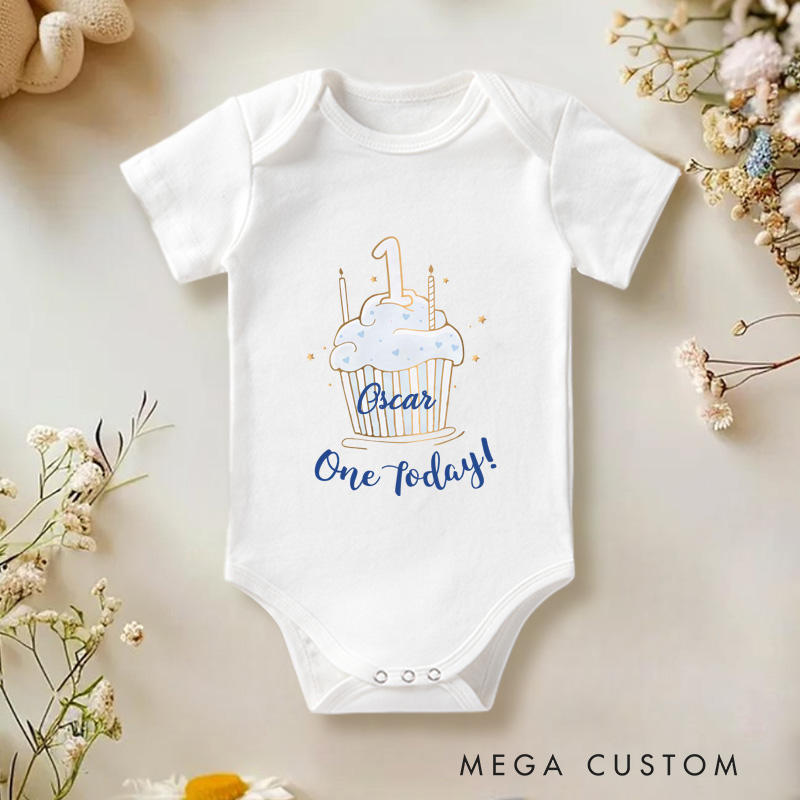 Personalized 1st First Birthday Baby Onesie Gift Onesie for Boy Cake Smash