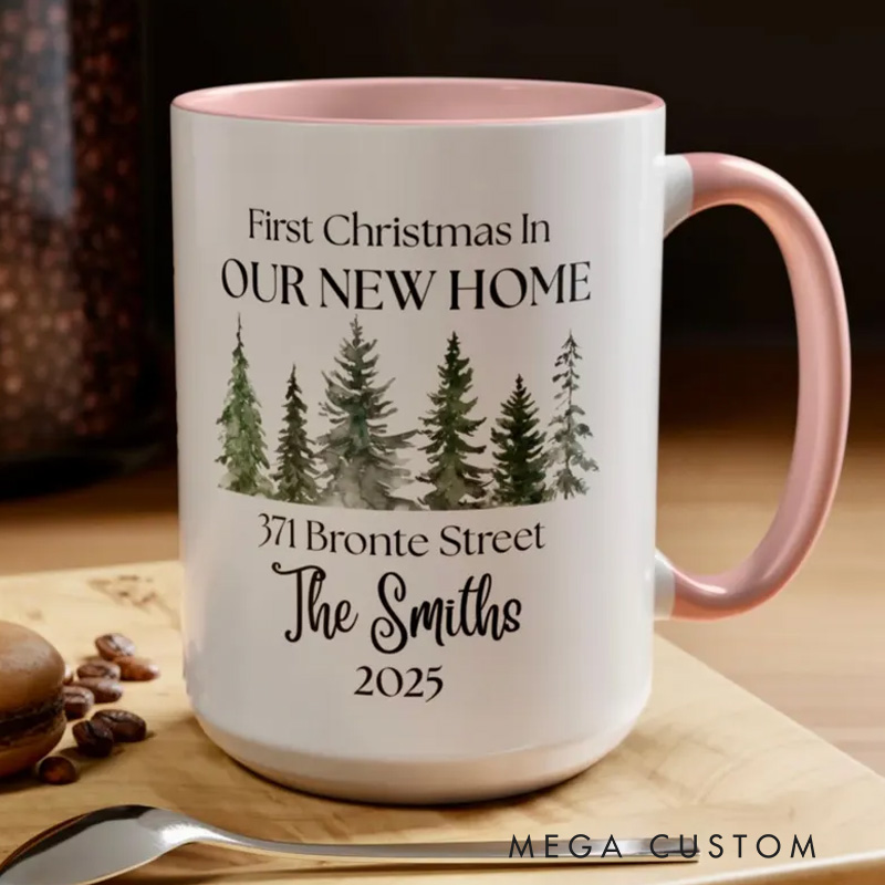 Personalized New Home Mug First Christmas in Our New Home Mug House Address Mug Christmas in New Home Keepsake