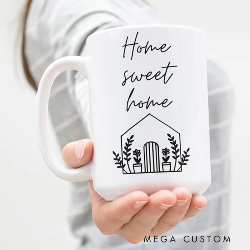 Personalized Home Sweet Home Coffee Tea Mug Cup 15 Oz Ceramic White Housewarming Mug New Home Gift