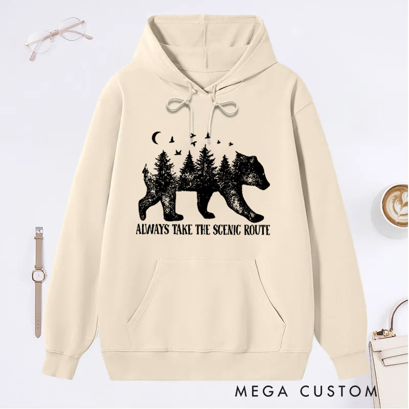 Personalized Bear Mountains Hoodie Hiking Hooded Sweatshirt Outdoors Nature Lover Classic Hoodies Gift for Outdoors Adventure