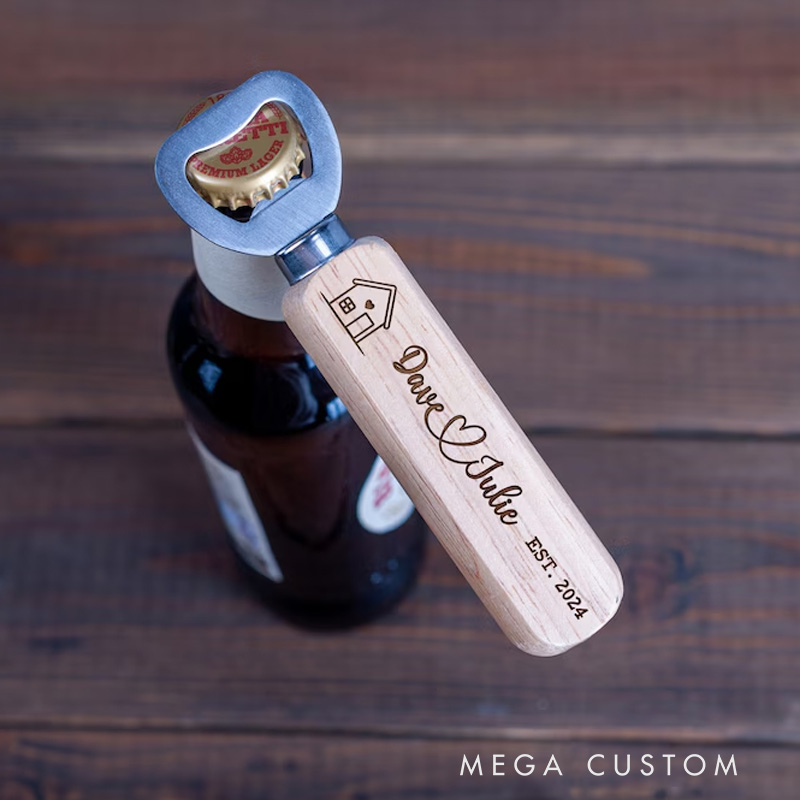 Personalized Bottle Opener House Warming Gift Wooden Bottle Opener New Home Gift Anniversary Gift Wedding Gift