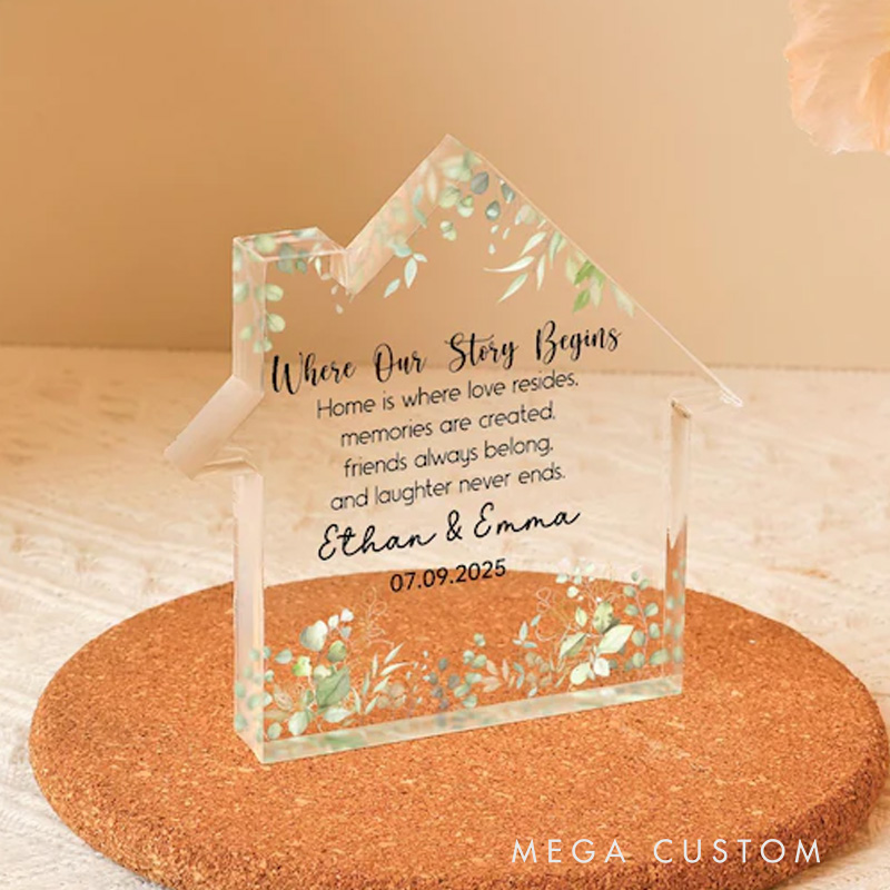 Personalized New Home Gifts First Home Gift New Homeowners Plaque First Home Frame Acrylic Block Gift for Couples New Home Decor