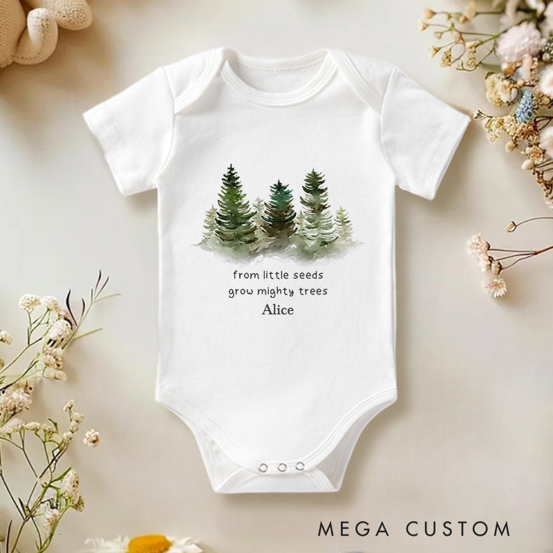 Personalized From Little Seeds Grow Mighty Trees Baby Onesie Baby Shower Gift