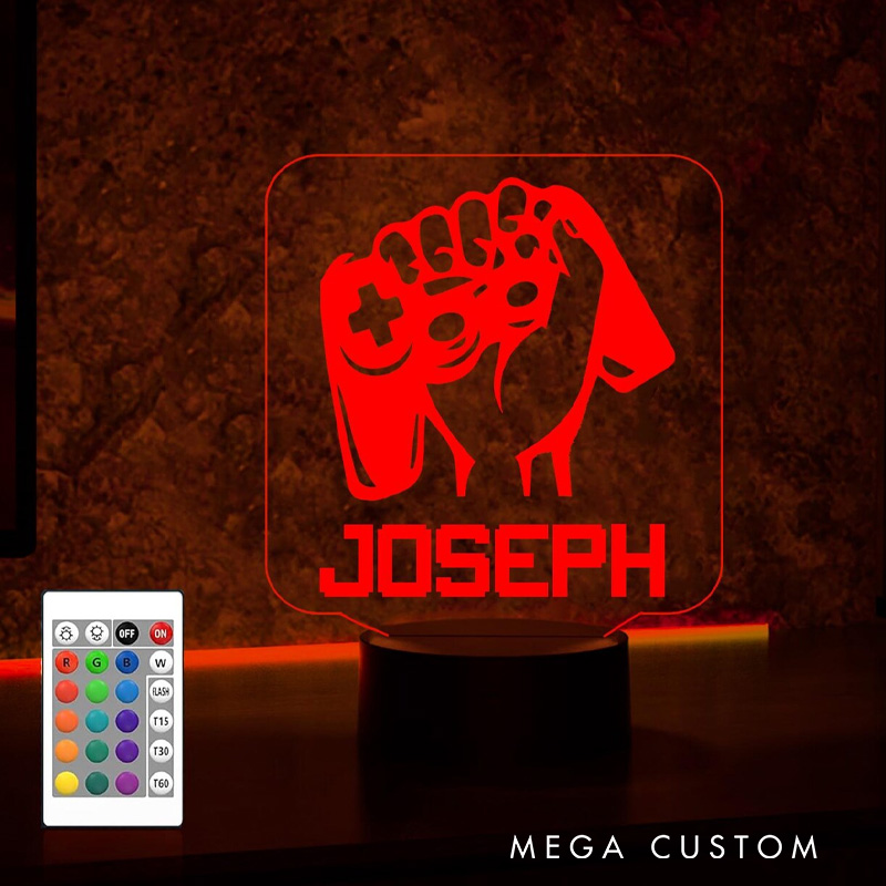 Personalized Game Controller night light LED Gamer Gamer Room Decor Gift for Boyfriend Husband Geek Lover