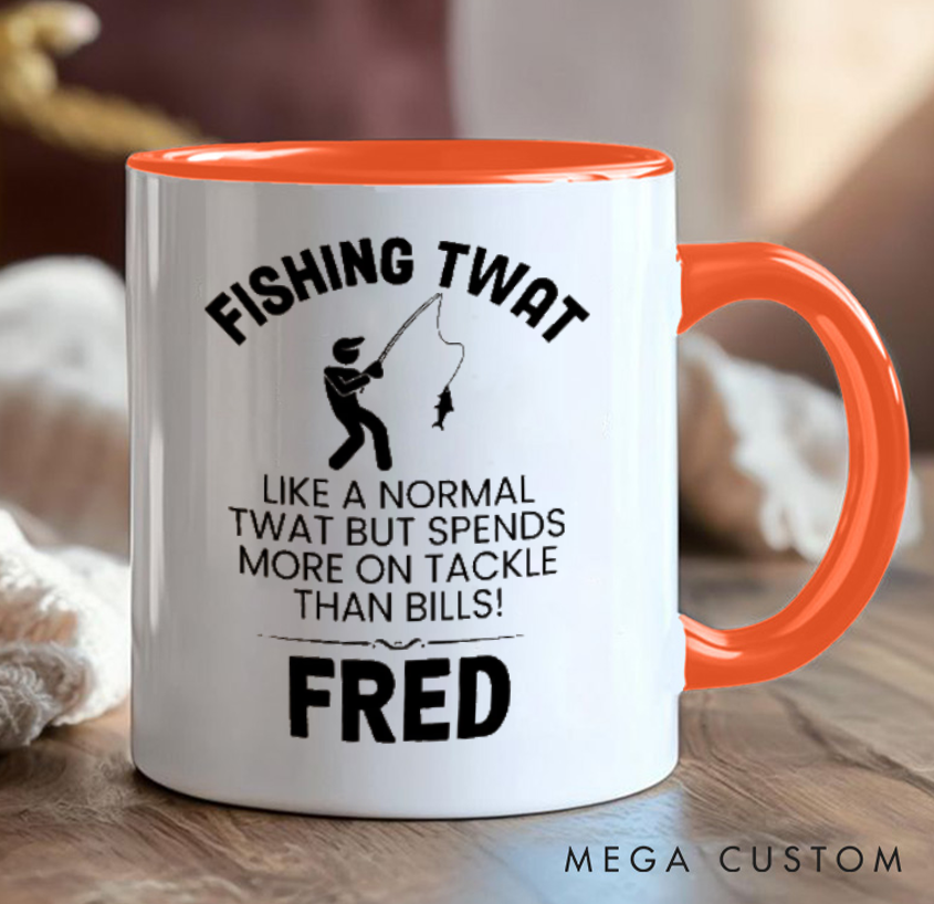 Personalized Fishing Mug with Funny Fishing Twat Design Funny Gift Big Cup Angler Joke Present Perfect Gift for Fishing Lover Durable Ceramic Coffee Cup for Daily Use