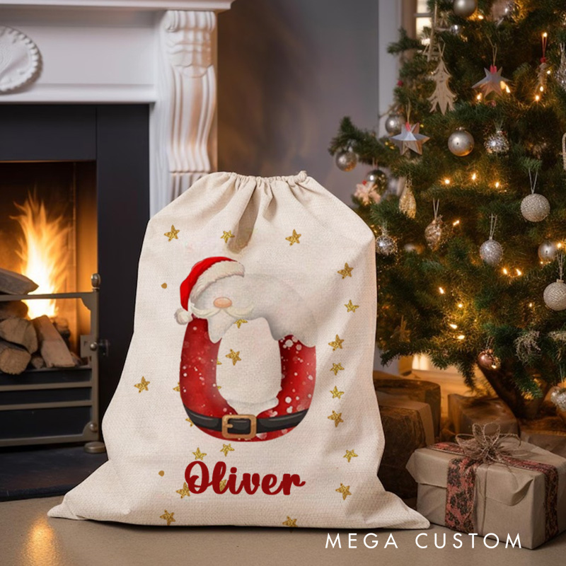 Personalized Christmas Cartoon Character Christmas Sack with Initial and Name Christmas Gift
