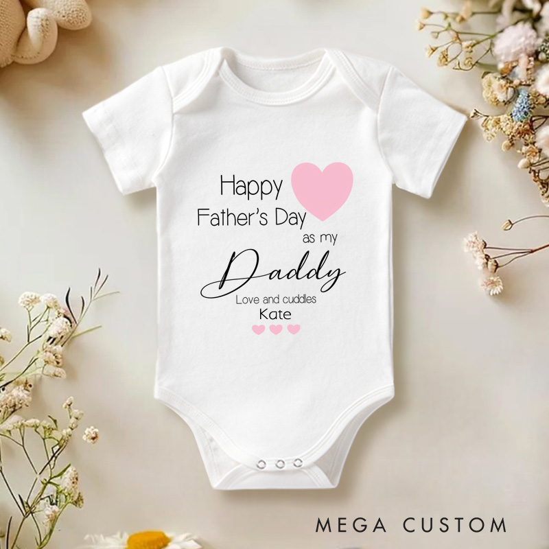 Personalized Happy 1st Birthday as My Daddy Pink Baby Onesie New Dad Gift
