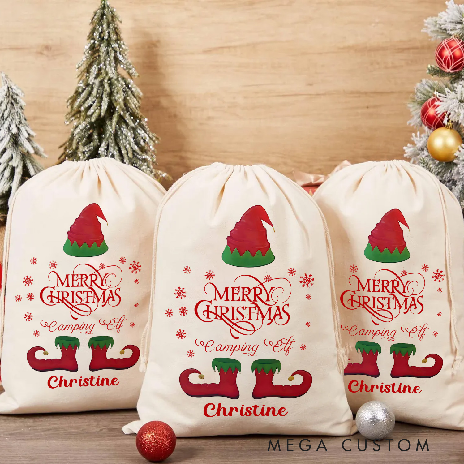 Personalised Name Santa Sack Christmas Elf Christmas Sack Christmas Sack Family Christmas Gift