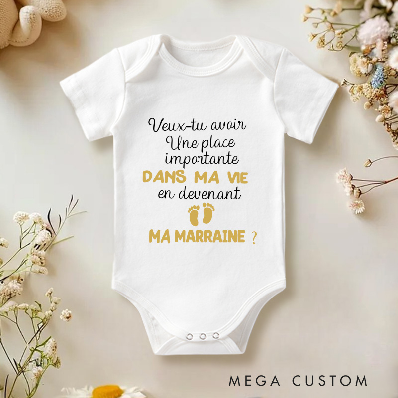 Personalized Baby Do You Want to Have an Important Place in My Life by Becoming My Godmother? Or My Godfather? Onesie Baby Shower Gift