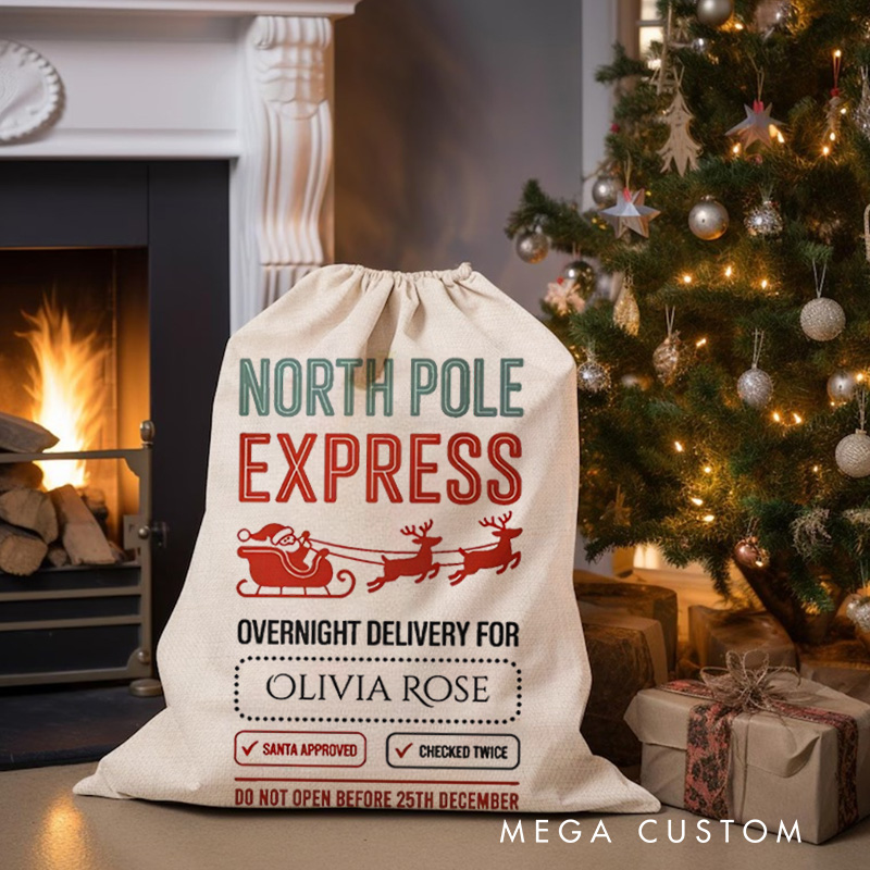 Personalized Santa Sack Drawstring Gifts Bag with Name Merry Christmas Party Favors Gifts