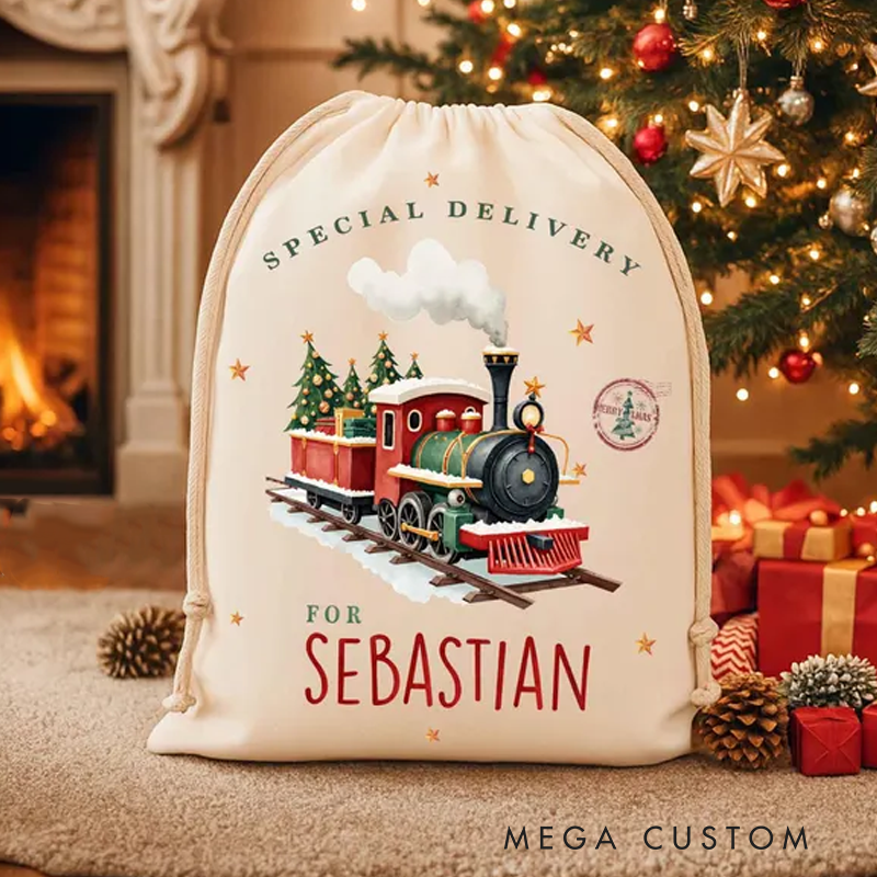 Personalized Santa Christmas Sack Custom Initial Name Christmas Sacks Large Letter Christmas Eve Bag 