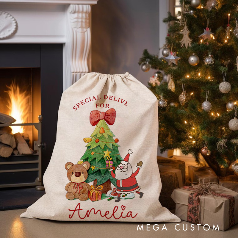 Personalised Canvas Santa Sack Christmas Gift Bag Large Santa Gifts Bag for Holiday Presents Xmas Gifts Bags