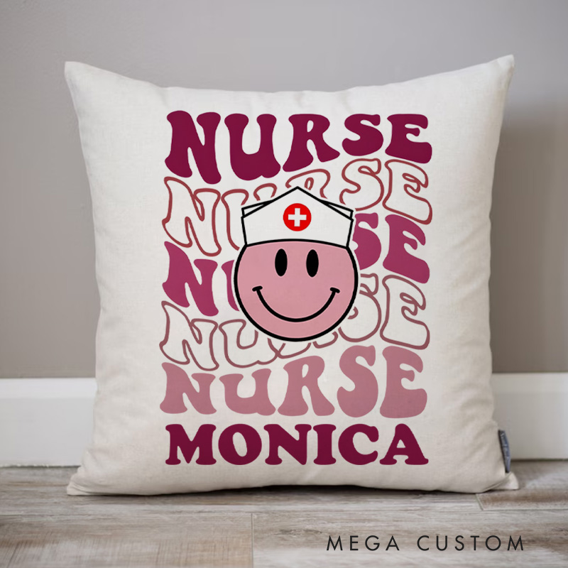 Personalized Throw Pillow for Nurse Smiling Nurse Pride Design Nurse Appreciation Gifts