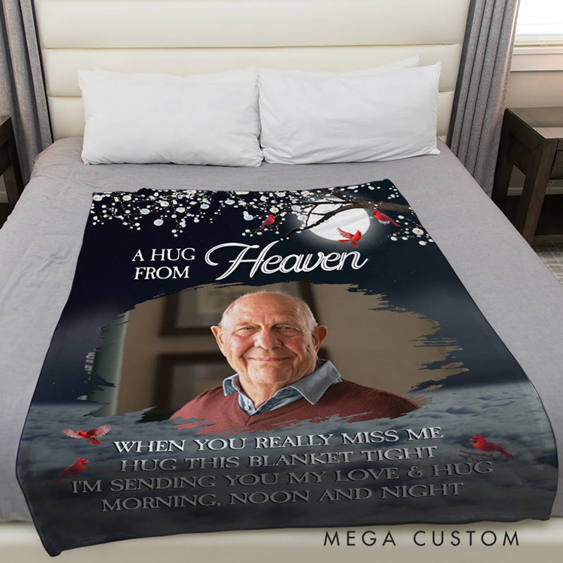 Personalized Memorial Photo Blanket A Hug From Heaven Memorial Blanket Sympathy Gift for Loss of Loved One