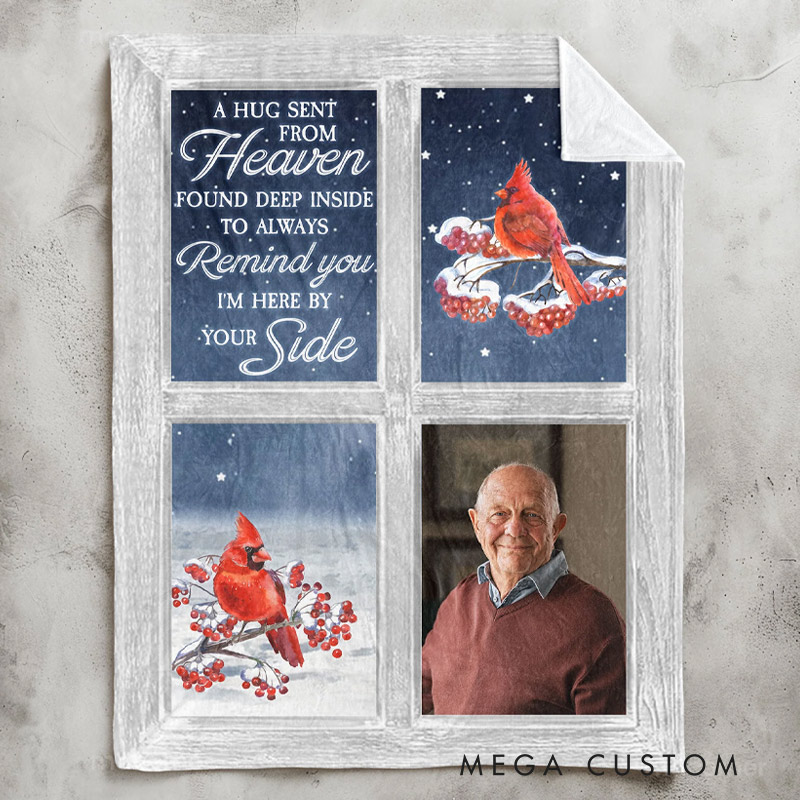 Personalized Memorial Photo Blanket A Hug Sent From Heaven Memorial Blanket Sympathy Gift for Loss of Loved One