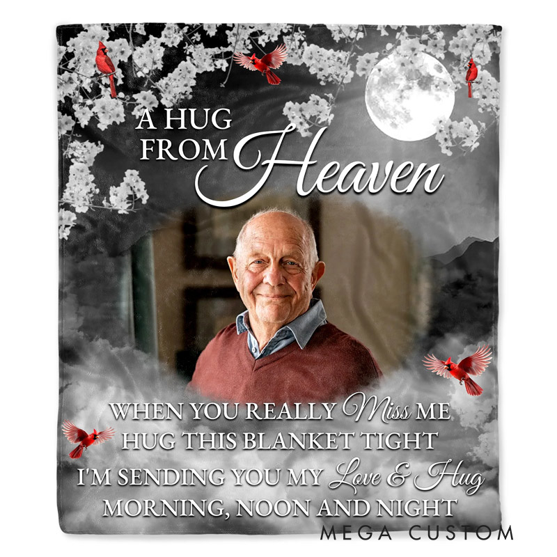 Personalized Memorial Photo Blanket A Hug From Heaven Memorial Blanket Sympathy Gift for Bereaved Families