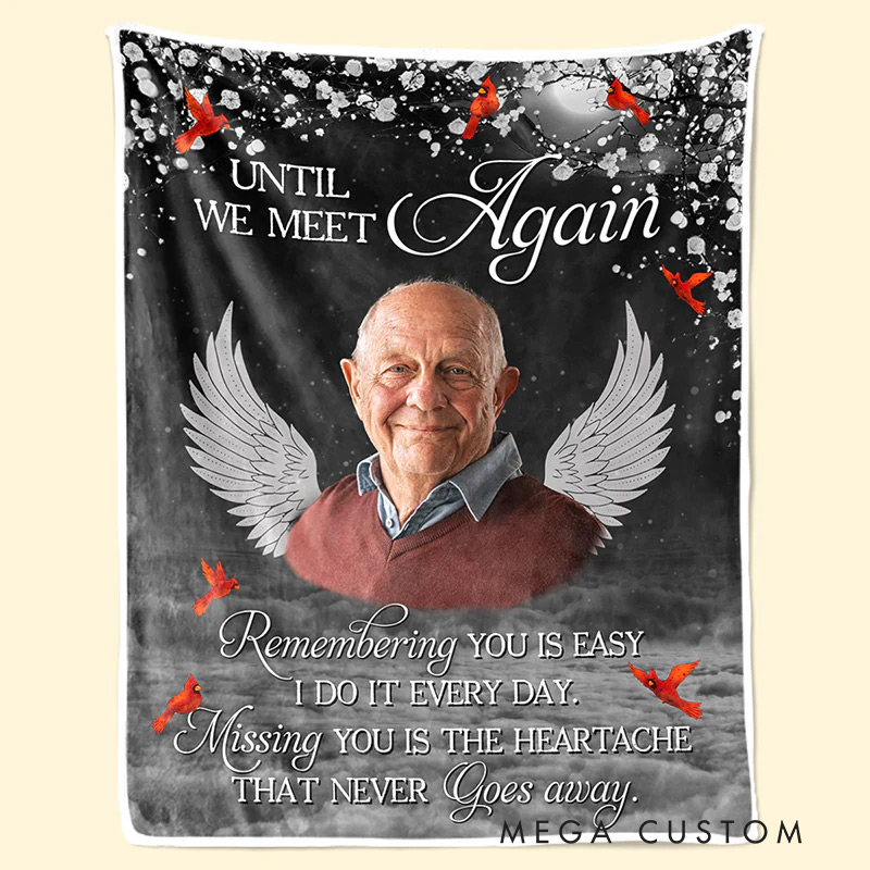 Personalized Memorial Blanket Miss You Until We Meet Again Sympathy Gift for Family Members Christmas Gift