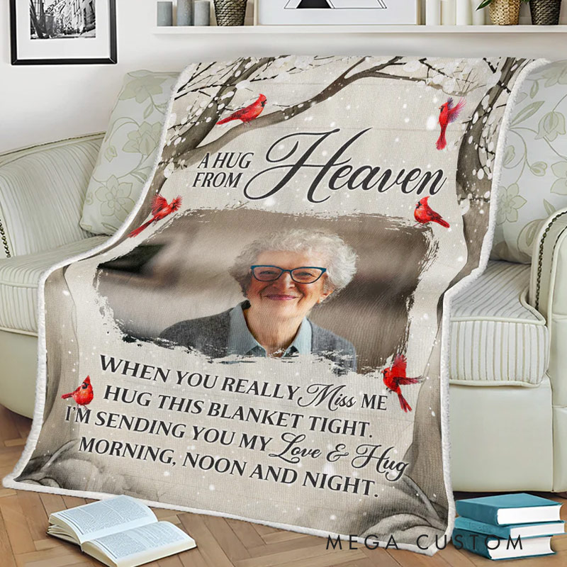 Personalized Memorial Photo Blanket Loving You Forever Sympathy Gift for Family Members Christmas Gift