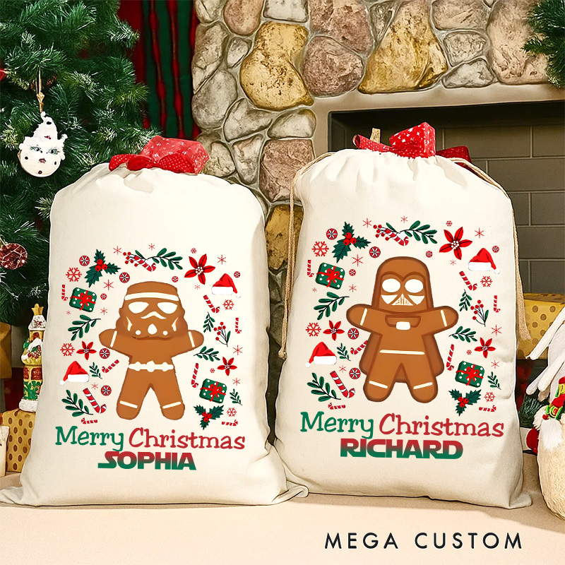 Personalized Cartoon Gingerbread Movie Christmas Sack for Classic Movie Lovers Santa Sack Christmas Gift Bag for Kids