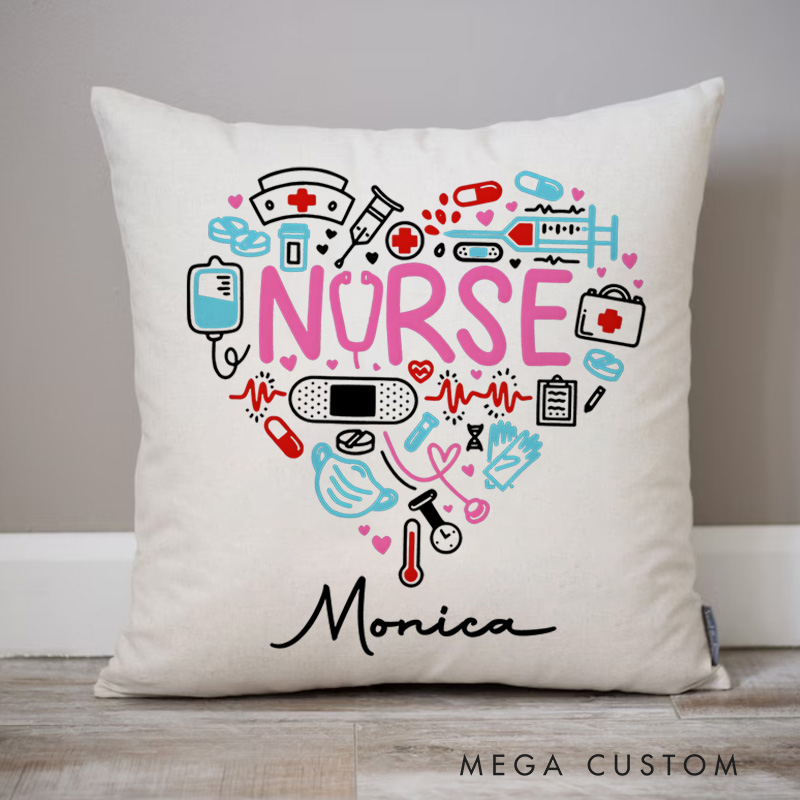 Personalized Throw Pillow for Nurse Heart of Nurse Design Nurse Appreciation Gifts