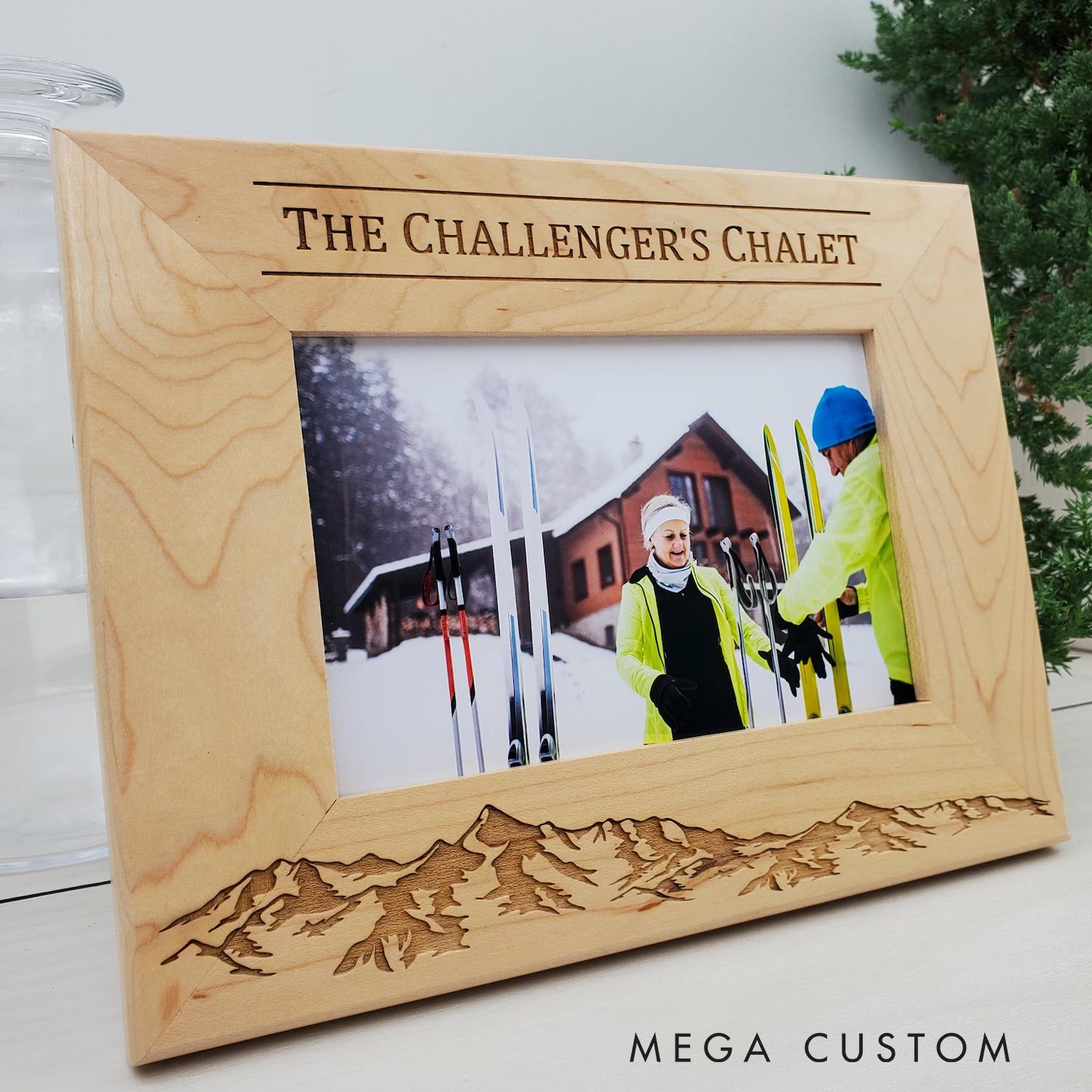 Personalized Outdoor Memories Picture Frame Custom Engraved Wood Photo Frame Mountain Themed Gift for Hiking Enthusiasts