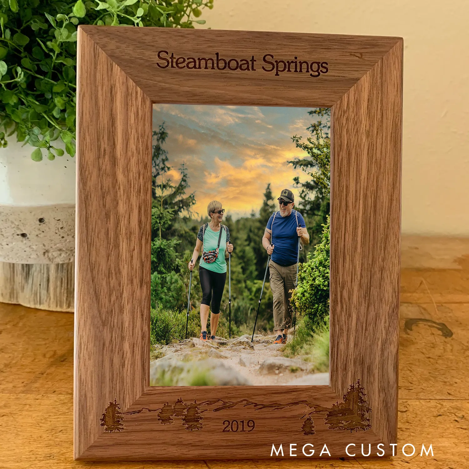 Personalized Mountains National Park Picture Frame Custom Engraved Vacation Memories Gift for Camping Hiking Outdoor Enthusiasts