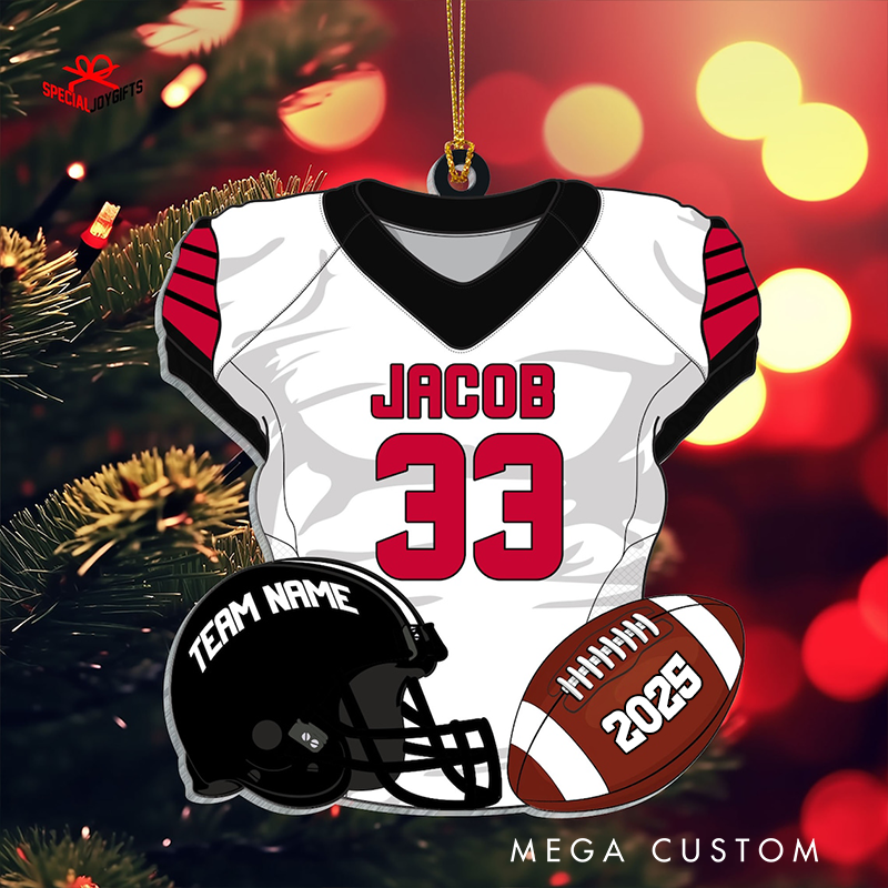 Personalized Football Jersey Ornament with Custom Name, Number, Team, and Year