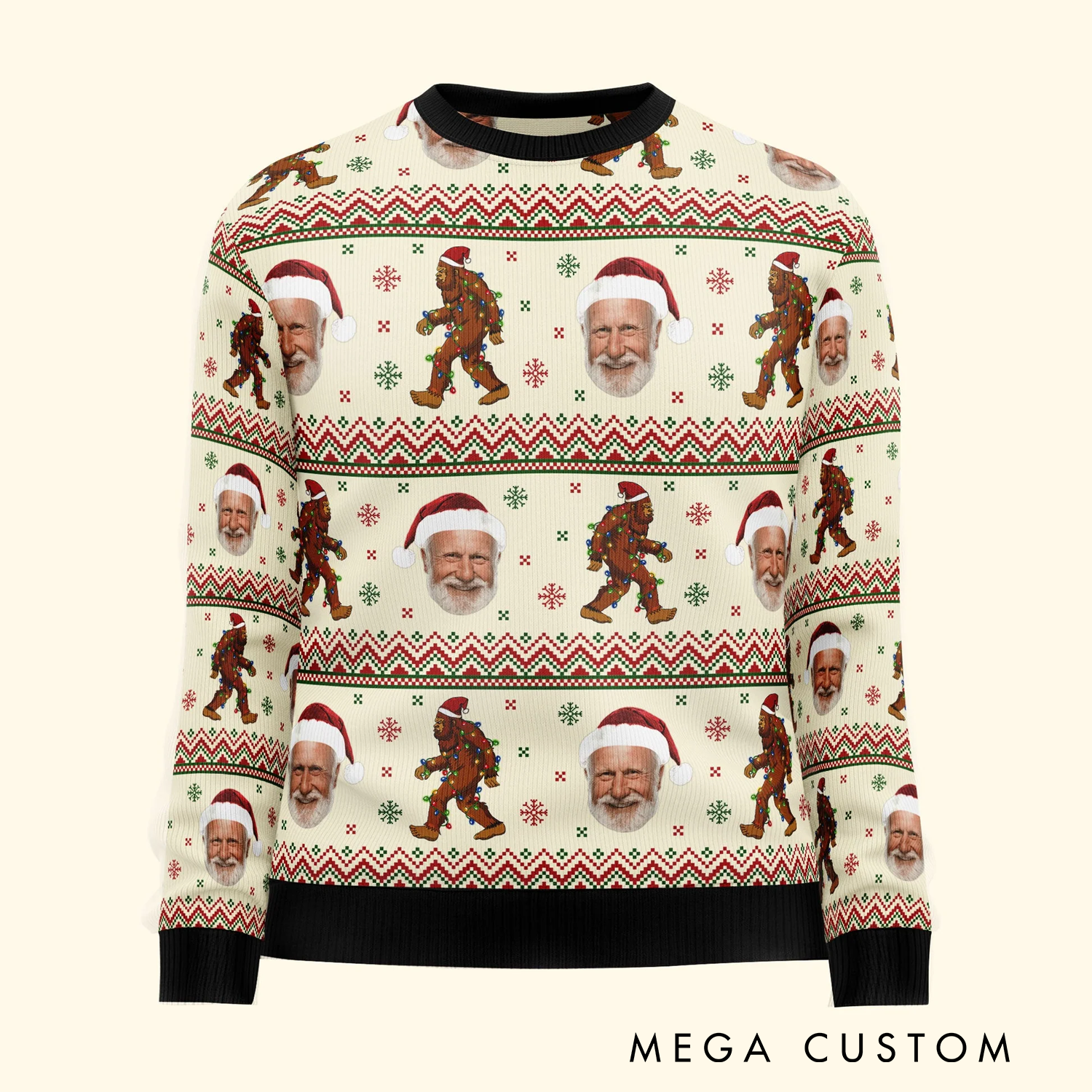 Personalized Bigfoot Custom Photo Ugly Sweater Christmas Sweater for Outdoor Adventures Enthusiasts