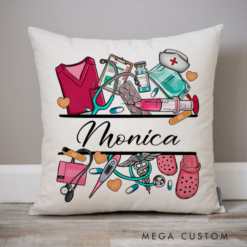 Personalized Throw Pillow for Nurse Essentials Tools of Care Nurse Appreciation Gifts
