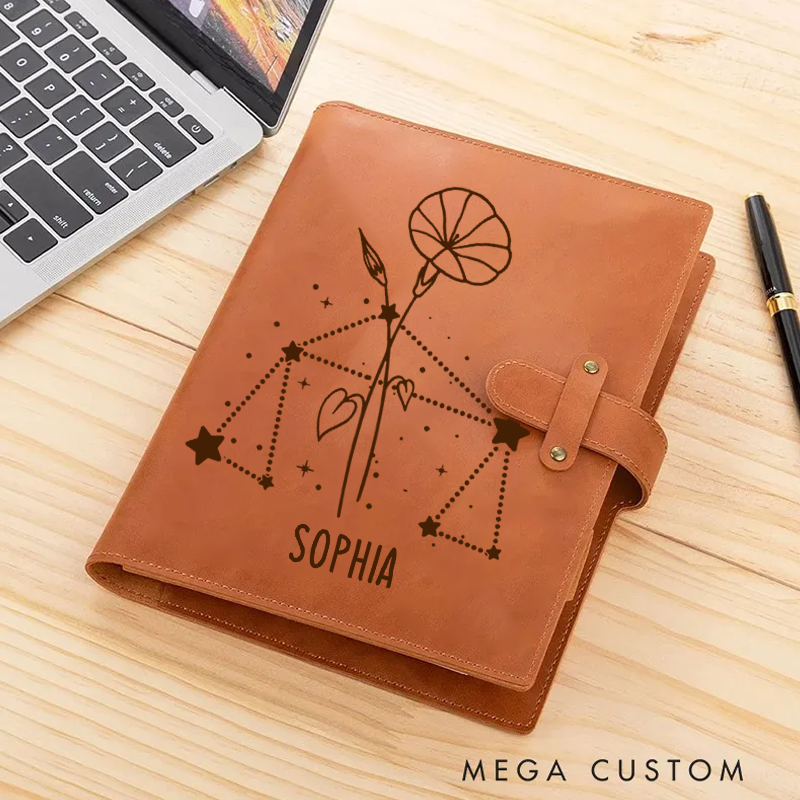 Personalized Zodiac Sign Custom Journal Birthday Gift With Name Month Zodiac Gift Journal Notebook Astrology Gift