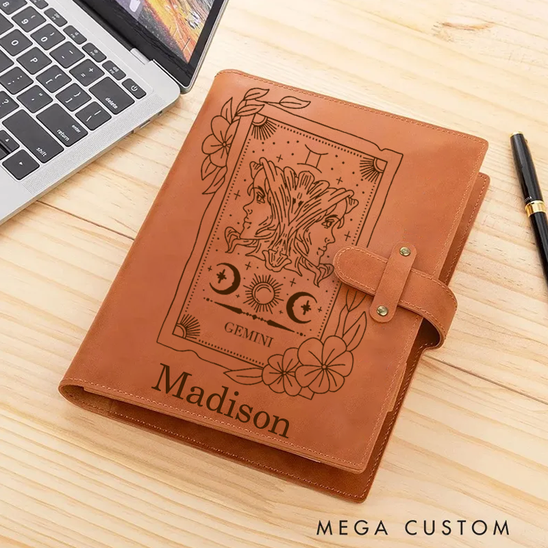 Personalized Zodiac Journal Astrology Hard Cover Soft Touch Matte Notebook Diary Celestial Unique Gift Ideas Star Sign