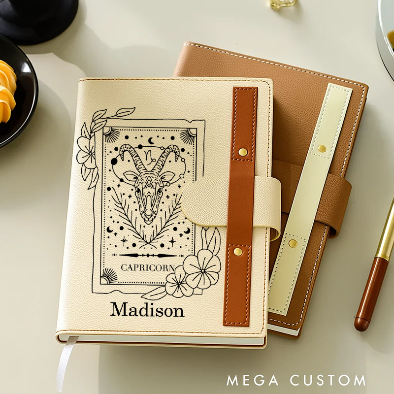 Personalized Zodiac Journal Astrology Hard Cover Soft Touch Matte Notebook Diary Celestial Unique Gift Ideas Star Sign