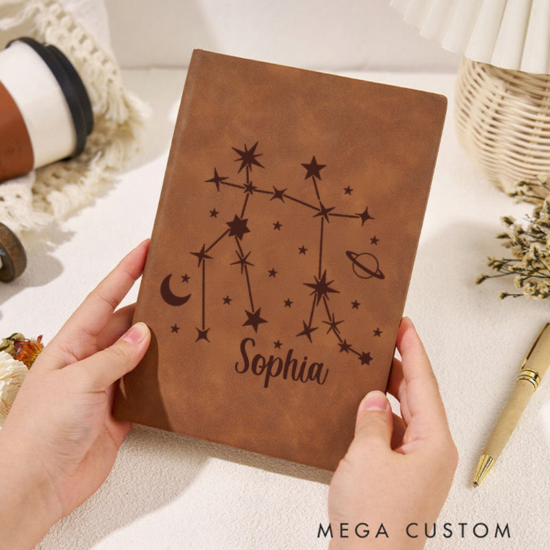 Personalized Zodiac Journal Zodiac Notebook Birthday Gift Month Zodiac Gift Journal Notebook Astrology Gift