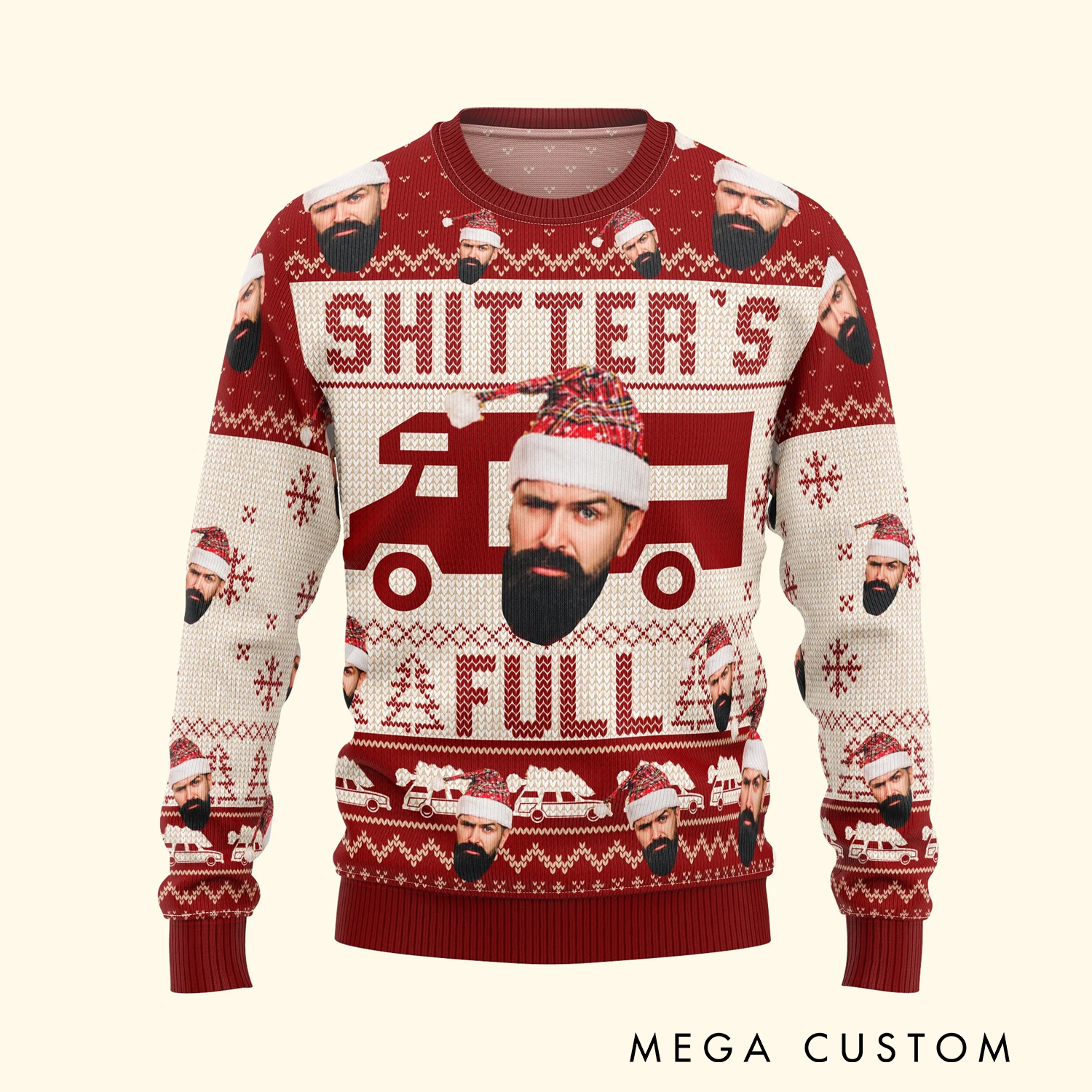Personalized Photo Ugly Christmas Sweater Merry Christmas Sh!*ter's Full Funny Christmas Sweater for Outdoor Camping Lover