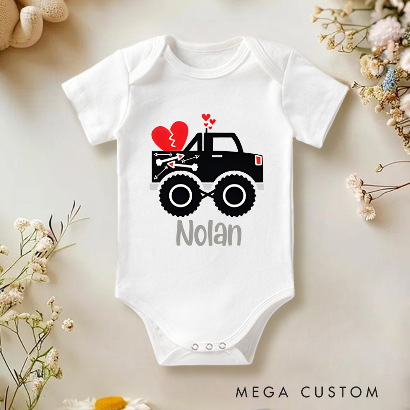 Personalized Valentine's with Hearts and Arrows Baby Onesie Funny Baby Gift