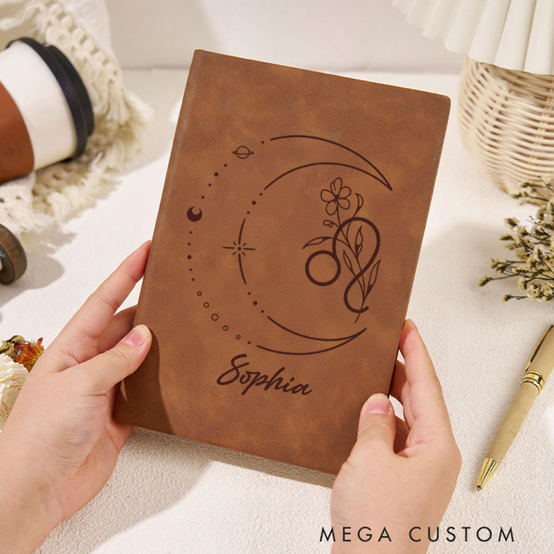 Personalized Zodiac Sign Custom Journal Birthday Gift With Name Month Zodiac Gift Journal Notebook Astrology Gift