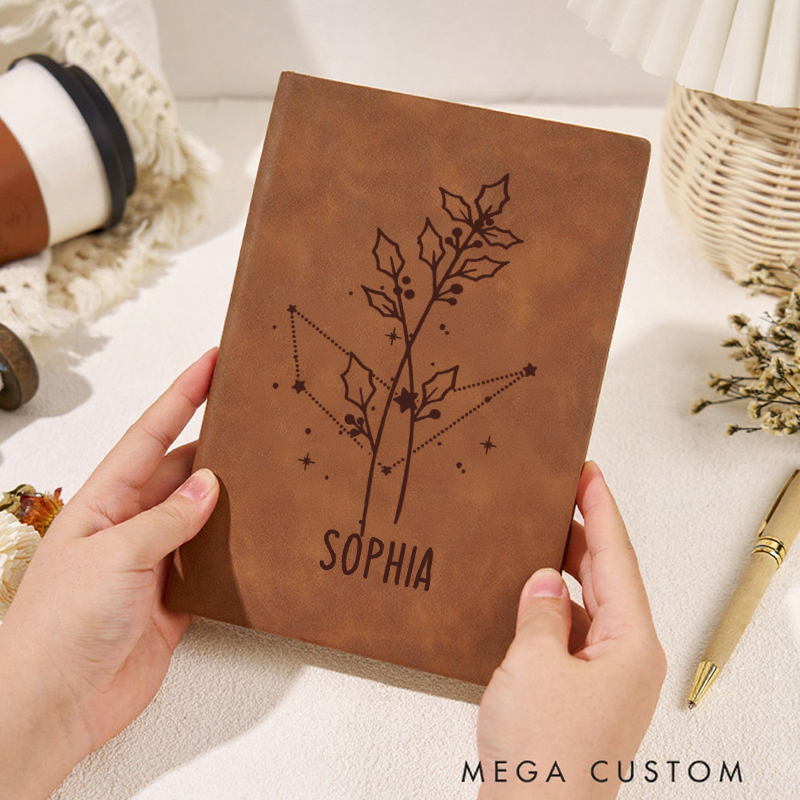 Personalized Zodiac Sign Custom Journal Birthday Gift With Name Month Zodiac Gift Journal Notebook Astrology Gift