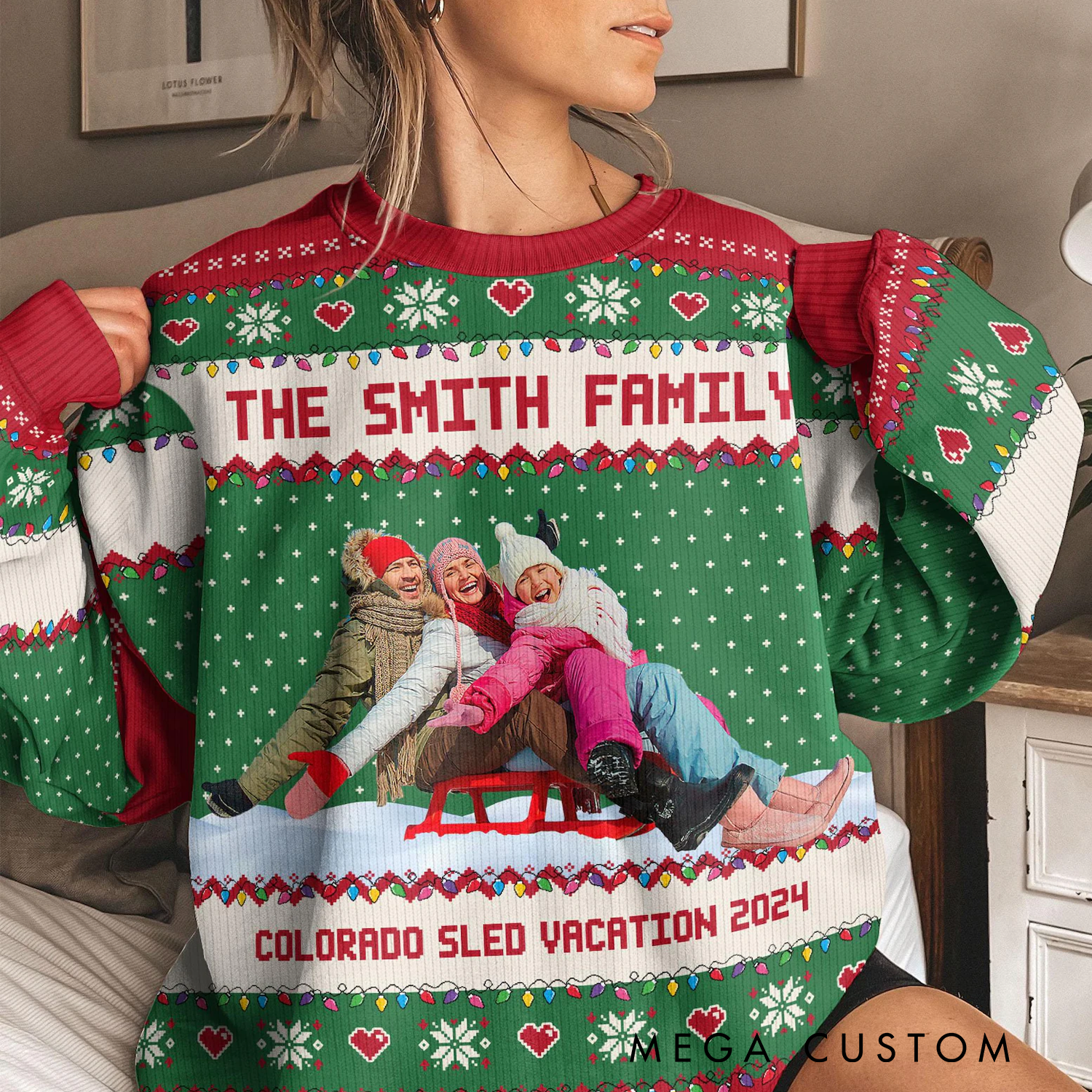 Personalized Family Photo Ugly Christmas Sweater Vacation Memories Gift Outdoor Lover
