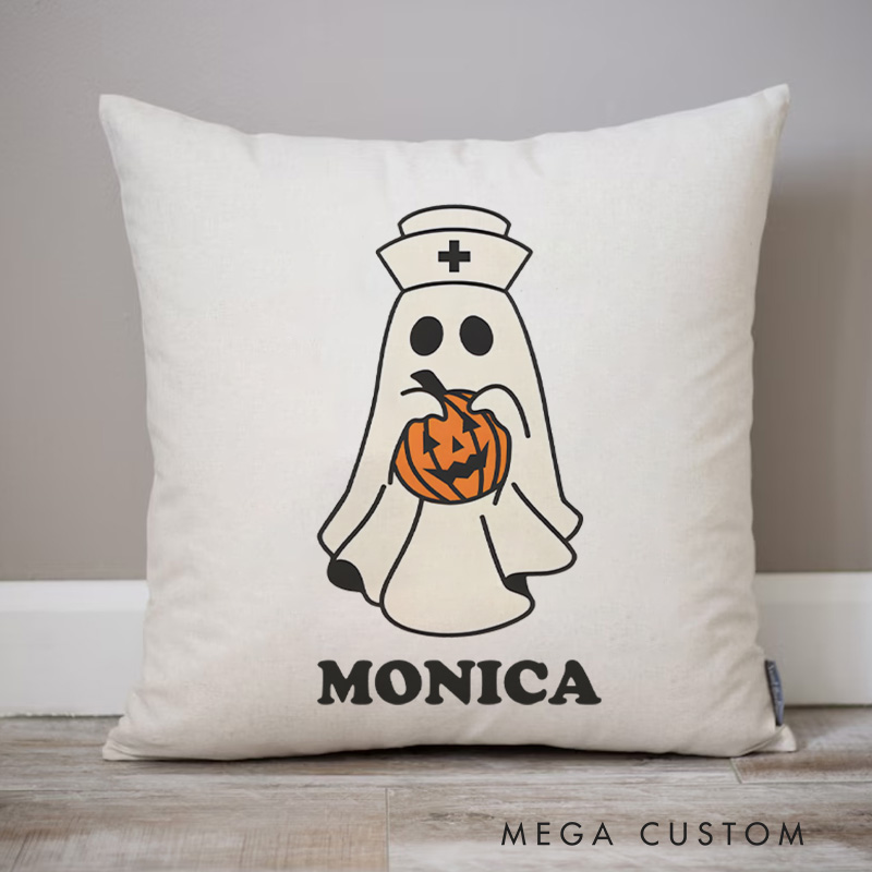 Personalized Throw Pillow for Nurse Spooky Nurse Halloween Care Design Nurse Appreciation Gifts