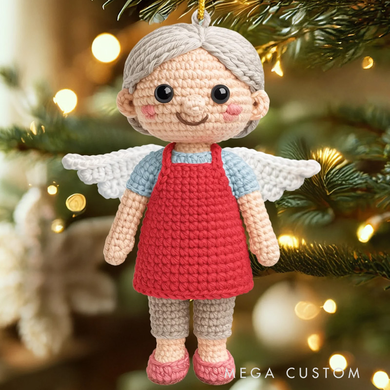 Personalized Photo Crochet Ornament Christmas Memorial Sympathy Gifts for Loss of Mom Forever Our Guardian Angel