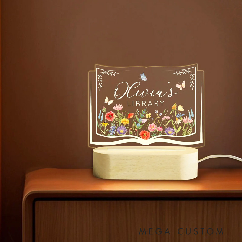 Personalized Librarian Desk Night Light Bookshelf Decor Light with Name Book Shape Light Bookish Gift Book Lover Gift Librarian Gift