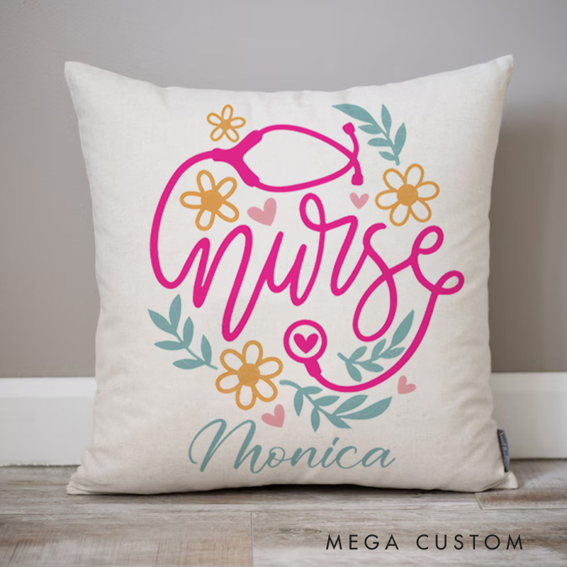 Personalized Throw Pillow for Nurse Compassion in Bloom Nurse Touch Design Nurse Appreciation Gifts